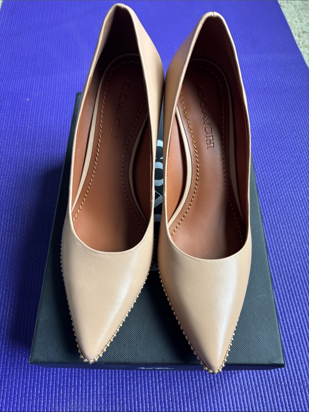 Coach Parker Ballchain Nude Leather Heels